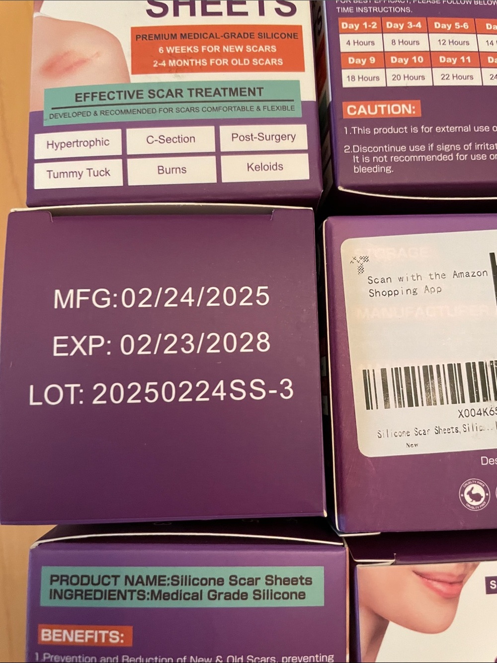 Six boxes of Scar Sheets Silicone Scar Treatment - Purple & White Packaging NWT - Picture 4 of 6